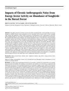 Impacts of Chronic Anthropogenic Noise from Energy-Sector Activity on Abundance of Songbirds in the Boreal Forest