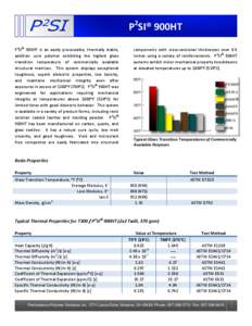 P2SI® 900HT P2SI 900HT is an easily processable, thermally stable, addition cure polymer exhibiting the highest glass