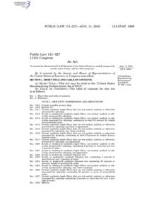 PUBLIC LAW 111–227—AUG. 11, [removed]STAT[removed]Public Law 111–227 111th Congress