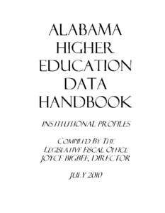 ALABAMA HIGHER EDUCATION DATA HANDBOOK COMPILED