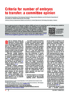 Criteria for number of embryos to&nbsp;transfer: a committee opinion