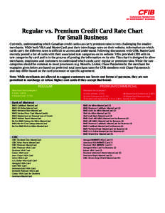 Regular vs. Premium Credit Card Rate Chart for Small Business Currently, understanding which Canadian credit cards can carry premium rates is very challenging for smaller merchants. While both VISA and MasterCard post th