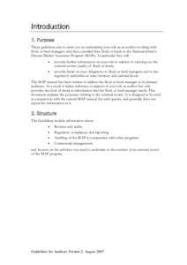 Introduction 1. Purpose These guidelines aim to assist you in undertaking your role as an auditor working with flock or herd managers who have enrolled their flock or herds in the National Johne’s Disease Market Assura