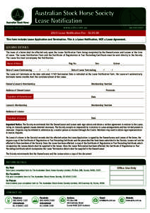 Australian Stock Horse Society Lease Notification www.ashs.com.au  Amended: [removed]