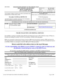 BID FORM  MISSOURI DEPARTMENT OF TRANSPORTATION PROCUREMENT DEPARTMENT 600 NE COLBERN ROAD LEE’S SUMMIT, MO 64086