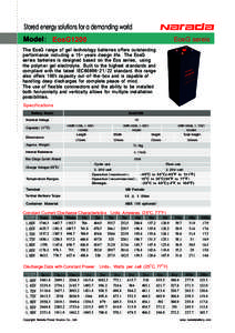 Stored energy solutions for a demanding world Model: EosG1200 EosG sereis  The EosG range of gel technology batteries offers outstanding