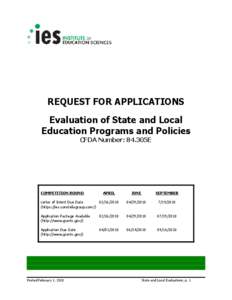 Evaluation of State and Local Education Programs and Policies 84.305E