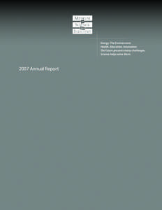 Energy. The Environment. Health. Education. Innovation. The future presents many challenges. Science helps solve them[removed]Annual Report