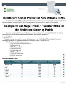 Healthcare Sector Profile for New Orleans RLMA The Labor Market information (LMI) division of Research and Statistics helps provide information on various sectors in the regional economy. Reports and tables presented her