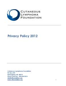 Introduction and Methodology  Privacy Policy 2012