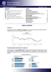 Weekly Economic Report N° 44  November 21, 2014 Indicators