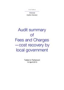 Fees and Charges—cost recovery by local government