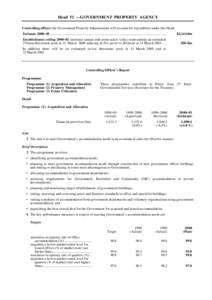 Head 51 — GOVERNMENT PROPERTY AGENCY Controlling officer: the Government Property Administrator will account for expenditure under this Head. Estimate 2000–01..........................................................