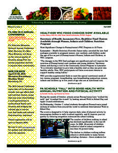 “Educating Pennsylvanians About Healthy Eating” Volume 4, Issue 2 PA NEN 2010 ANNUAL CONFERENCE by Rose Pallotta-Cleland,