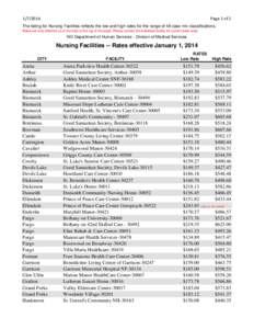 [removed]Page 1 of 2 The listing for Nursing Facilities reflects the low and high rates for the range of 48 case mix classifications. Rates are only effective as of the date at the top of the page. Please contact the in