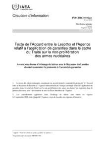 INFCIRC/199/Mod.1 - The Text of the Agreement between the Lesotho and the Agency for the Application of Safeguards in Connection with the Treaty on the Non-Proliferation of Nuclear Weapons - French