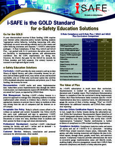 i-SAFE is the GOLD Standard  for e-Safety Education Solutions Go for the GOLD If your district/school receives E-Rate funding, CIPA requires