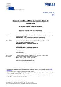 PRESS European Council Brussels, 16 July 2014 REV 1  Special meeting of the European Council
