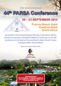 first announcement  44 PARSA Conference th  20 – 23 September 2015