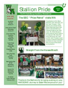 Stallion Pride  JanuaryThe Williamsburg Academy Newsletter