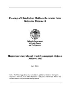 Cleanup of Methamphetamine Labs Guidance