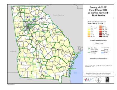 North Carolina  Tennessee Density of GLSP Closed Cases 2002