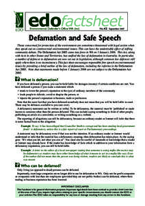 edofactsheet Environmental Defender’s Office WA (inc) No 42 September[removed]Defamation and Safe Speech