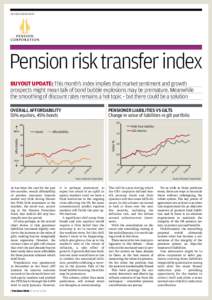 In assocIatIon wIth  Pension risk transfer index buyout update: this month’s index implies that market sentiment and growth prospects might mean talk of bond bubble explosions may be premature. Meanwhile the smoothing 