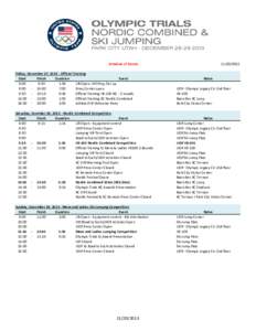 Schedule of Events[removed]Friday, December 27, [removed]Official Training Start