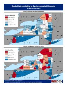 Social Vulnerability to Environmental Hazards State of New York County Comparison within the Nation National Quantiles