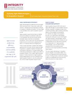 Applying Agile Methodologies to Acquisition Support By Kimberly Eaglin, Acquisition Support Team Lead  AGILE INCREASES EFFICIENCY