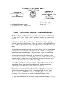 Passaic Vicinage to Host Drug Court Participant Conference
