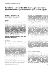 Insect Molecular Biology[removed]), 301–307  Functional analysis of AeSCP-2 using gene expression knockdown in the yellow fever mosquito, Aedes aegypti Blackwell Publishing, Ltd.