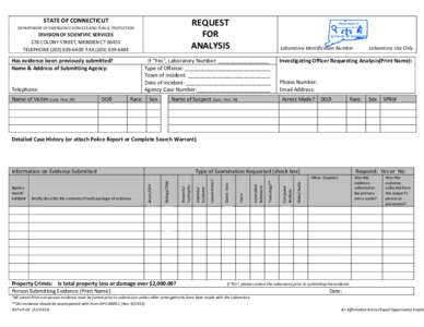 REQUEST FOR ANALYSIS STATE OF CONNECTICUT DEPARTMENT OF EMERGENCY SERVICES AND PUBLIC PROTECTION