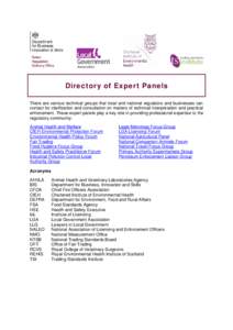 Directory of Expert Panels