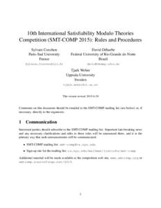 Theoretical computer science / Computing / Logic in computer science / Electronic design automation / Formal methods / NP-complete problems / Constraint programming / Satisfiability modulo theories / Benchmark / Solver / Lis / Standard Performance Evaluation Corporation