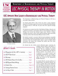 DEPARTMENT OF BIOKINESIOLOGY AND PHYSICAL THERAPY  USC PHYSICAL THERAPY IN MOTION