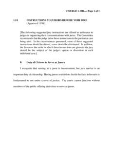 CHARGE 1.10B ⎯ Page 1 of[removed]INSTRUCTIONS TO JURORS BEFORE VOIR DIRE (Approved 11/98)