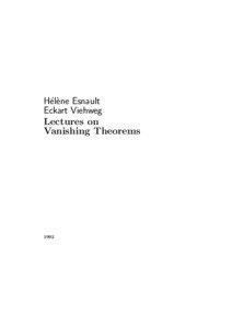 H´el`ene Esnault Eckart Viehweg Lectures on