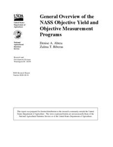 United States Department of Agriculture General Overview of the NASS Objective Yield and