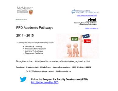 www.fhs.mcmaster.ca/facdev as @ July 18, 2014 PFD Academic Pathways  rivetier.mcmaster.ca