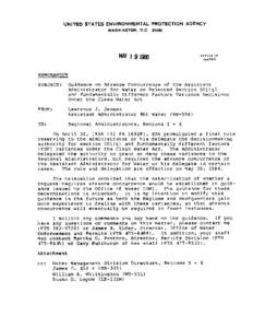 Guidance on Advance Concurrence of the Assistant Administrator for Water on Selected Section 301(g) and Fundamentally Different Factors Variance Decisions Under the Clean Water Act