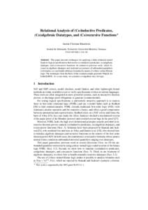 Relational Analysis of (Co)inductive Predicates, (Co)algebraic Datatypes, and (Co)recursive Functions? Jasmin Christian Blanchette Institut für Informatik, Technische Universität München, Germany blandontspamme chette