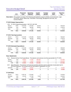 Tax Commission, State General Services Executive Budget Detail  FTP