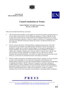 EN  COUNCIL OF THE EUROPEAN UNION  Council conclusions on Yemen