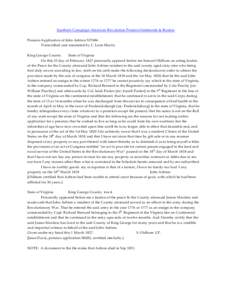 Southern Campaign American Revolution Pension Statements & Rosters Pension Application of John Ashton S37686 Transcribed and annotated by C. Leon Harris King George County State of Virginia On this 23 day of February 182