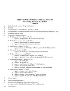 CITY COUNCIL MEETING NOTICE & AGENDA ***Tuesday, February 11, 2014*** 7:00 p.m[removed].
