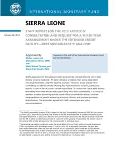 Sierra Leone: Debt Sustainability Analysis; IMF Country Report[removed]; October 7, 2013