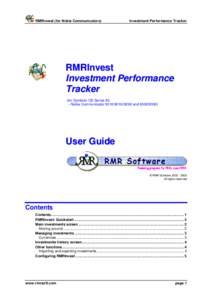 RMRInvest (for Nokia Communicators)  Investment Performance Tracker RMRInvest Investment Performance