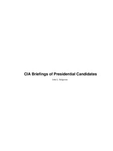 CIA Briefings of Presidential Candidates John L. Helgerson CIA Briefings of Presidential Candidates  Table of Contents